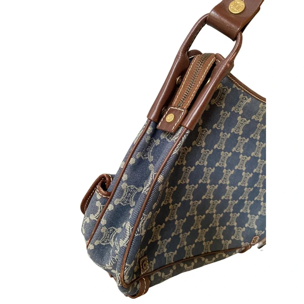 CELINE Paris Macadam Denim Messenger Bag Y2K Shoulder Flap Bag - Picture 12 of 16